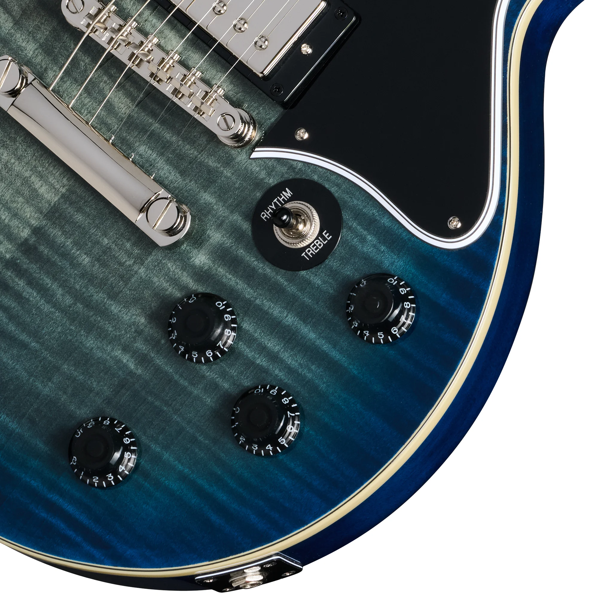 Epiphone Les Paul Special Double Cut Figured Ocean Burst Reglerbereich auf dem Korpus